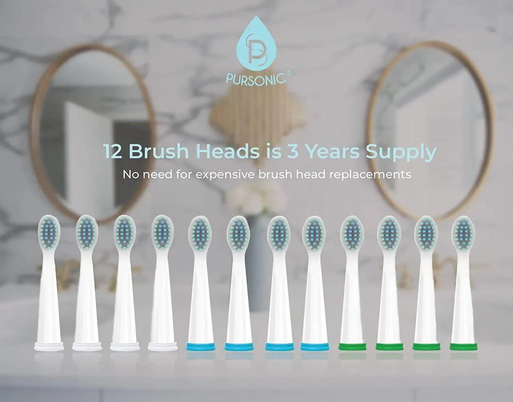 商品PURSONIC|Pursonic Whitening USB Rechargeable Sonic Toothbrush-12 Brush Heads,价格¥317,第3张图片详细描述