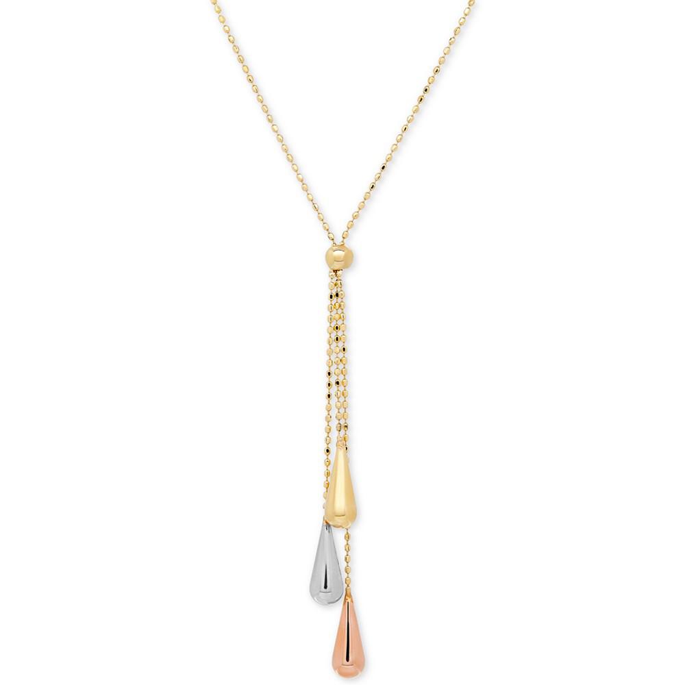 Tri-Gold Lariat Necklace in 14k Gold, White Gold and Rose Gold商品第1张图片规格展示