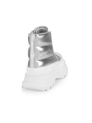 Puffer Tread Slick Metallic Leather Ankle Boots商品第3张图片规格展示