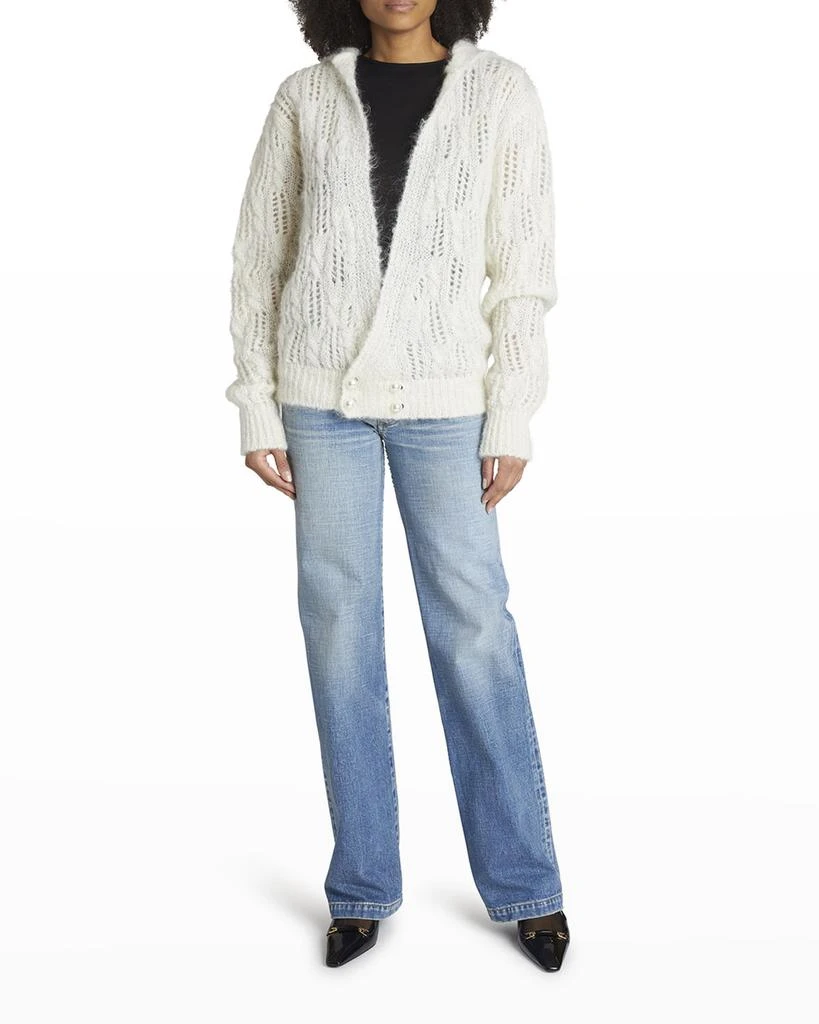 商品Yves Saint Laurent|Crossover Double-Breasted Open-Knit Hoodie,价格¥9211,第1张图片