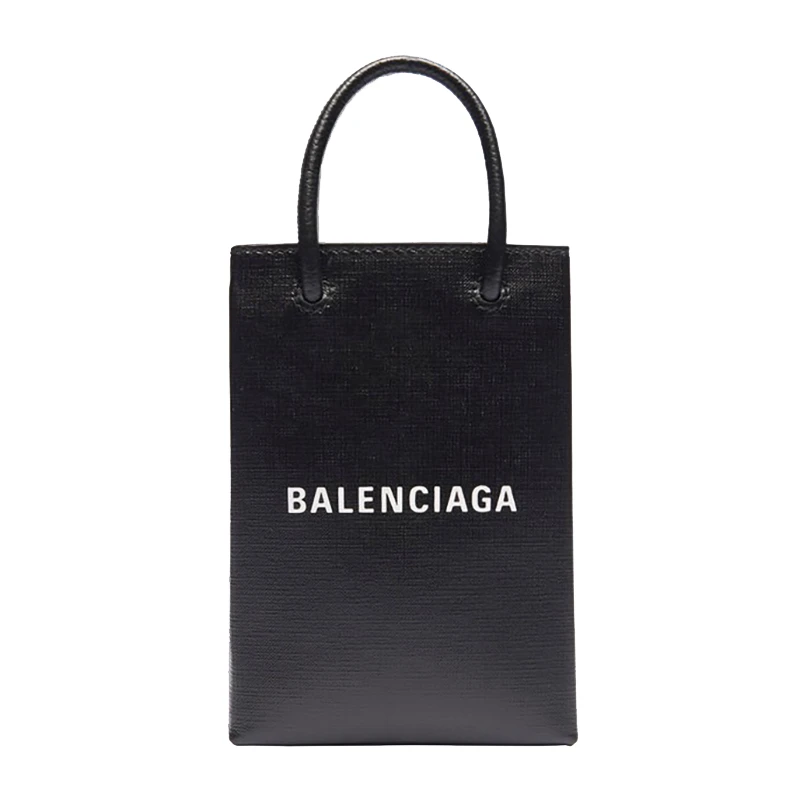 商品Balenciaga|Balenciaga/巴黎世家 秋冬新款 黑色纹理小牛皮购物手机袋斜挎手提包5938260AI2N1000,价格¥6922,第1张图片