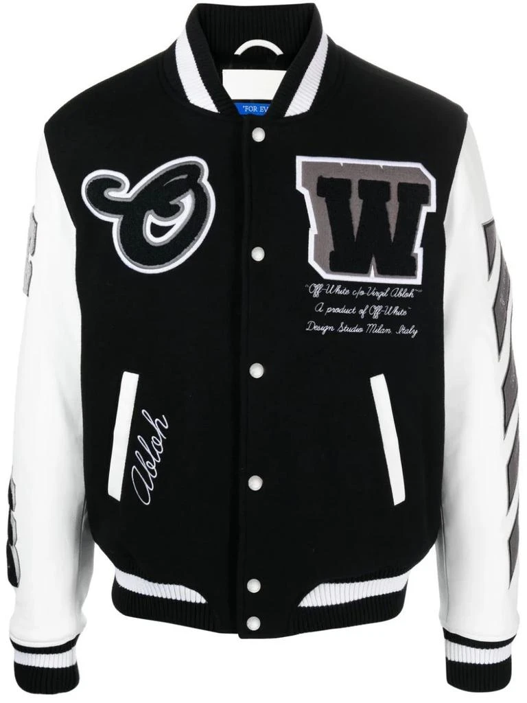 商品Off-White|VARSITY WOOL  LEATHER JACKET,价格¥10909,第1张图片