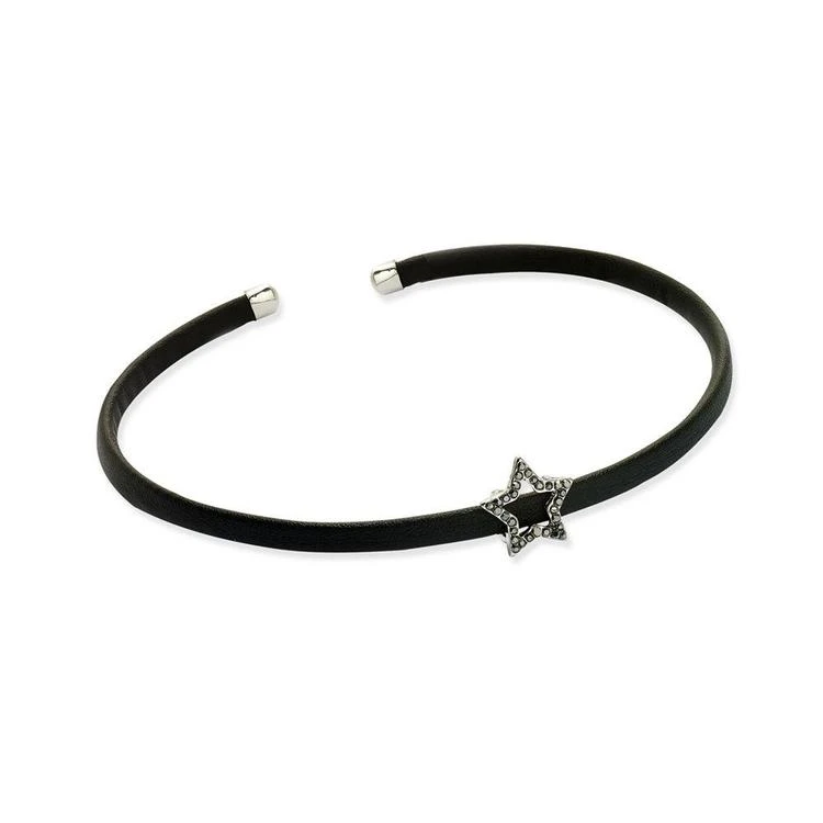 商品INC International|Hematite-Tone Pavé Star Faux Leather Hard Choker Necklace, Created for Macy's,价格¥45,第1张图片