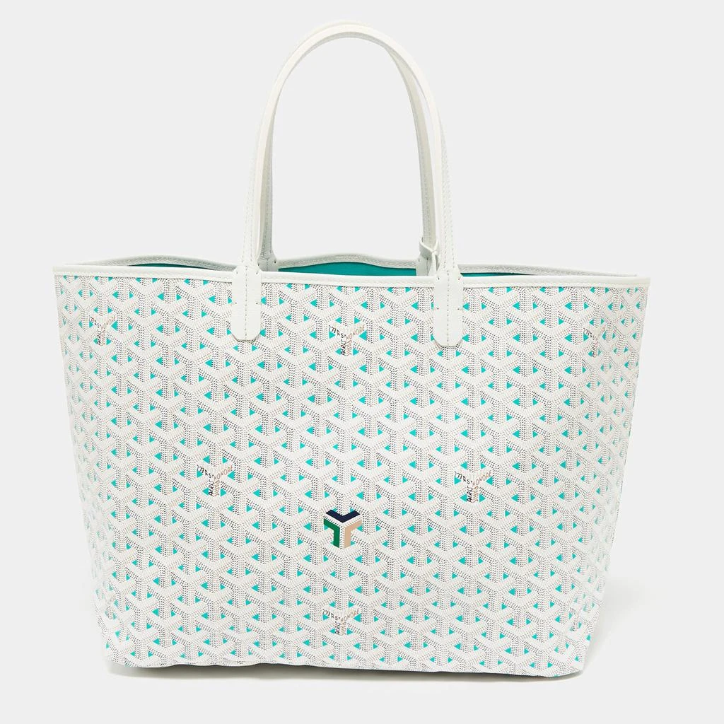 商品Goyard|Goyard White Goyardine Coated Canvas and Leather Saint Louise Claire Voie PM Tote,价格¥25288,第1张图片