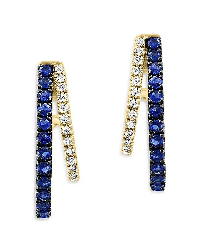 商品Bloomingdale's|Sapphire & Diamond Graduated J Hoop Earrings in 14K Yellow Gold,价格¥17939,第1张图片详细描述