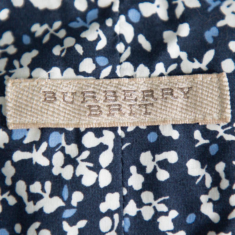 Burberry Brit Navy Blue Printed Cotton Button Front Shirt XS商品第5张图片规格展示