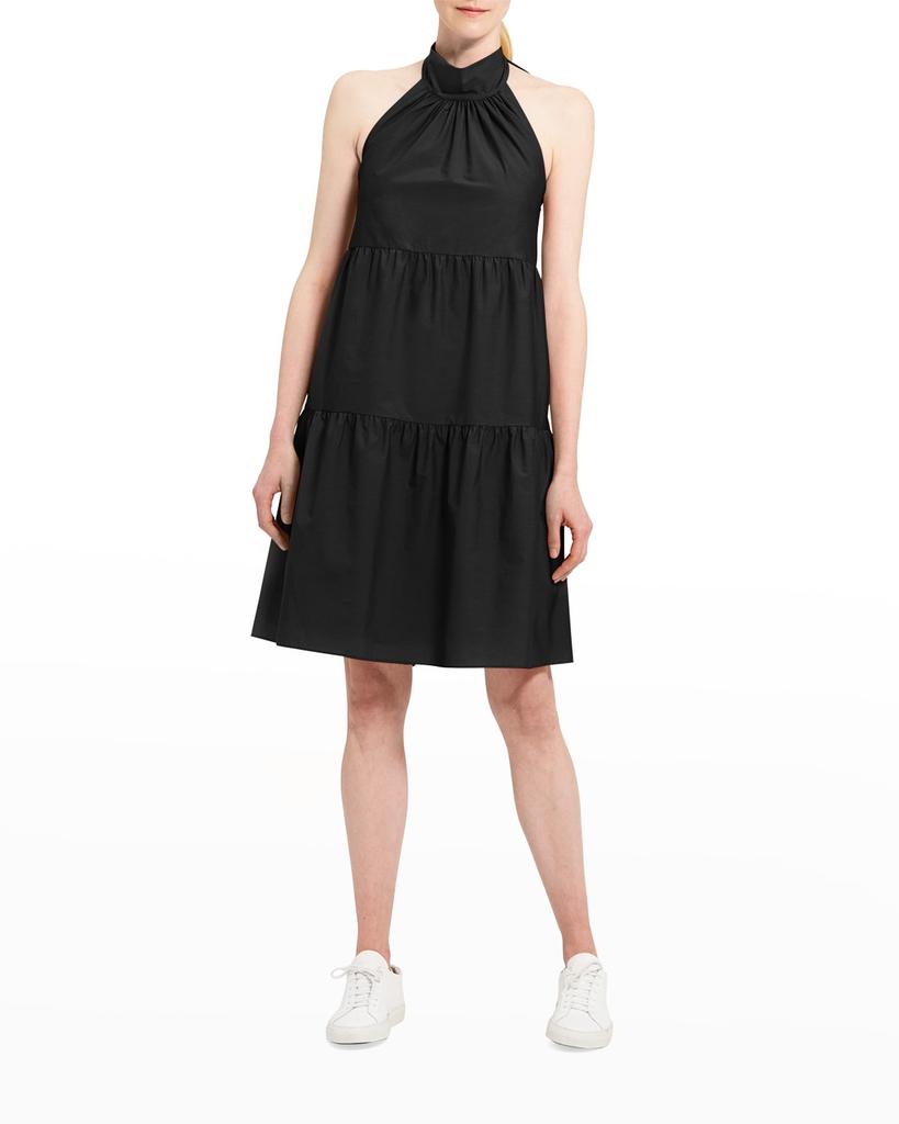 Tiered Neck-Tie Halter Mini Dress商品第1张图片规格展示