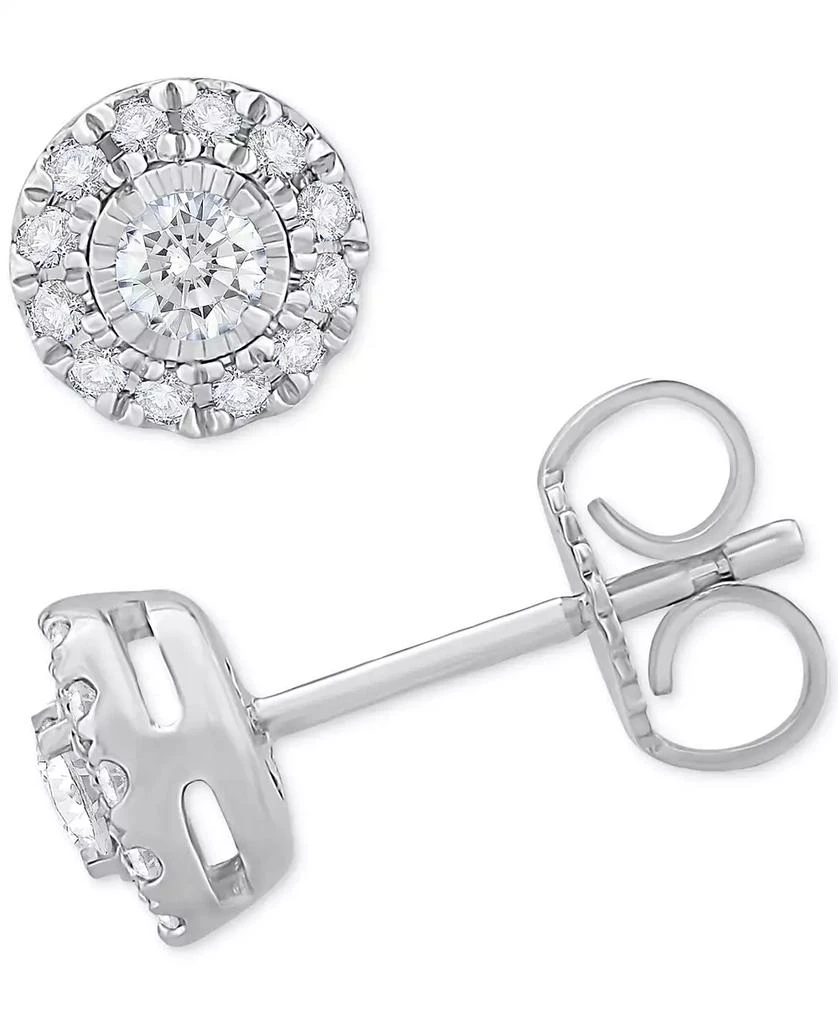 商品Macy's|Diamond Halo Stud Earrings (1/4 ct. t.w.) in 14k White Gold or 14k Gold,价格¥1945,第1张图片