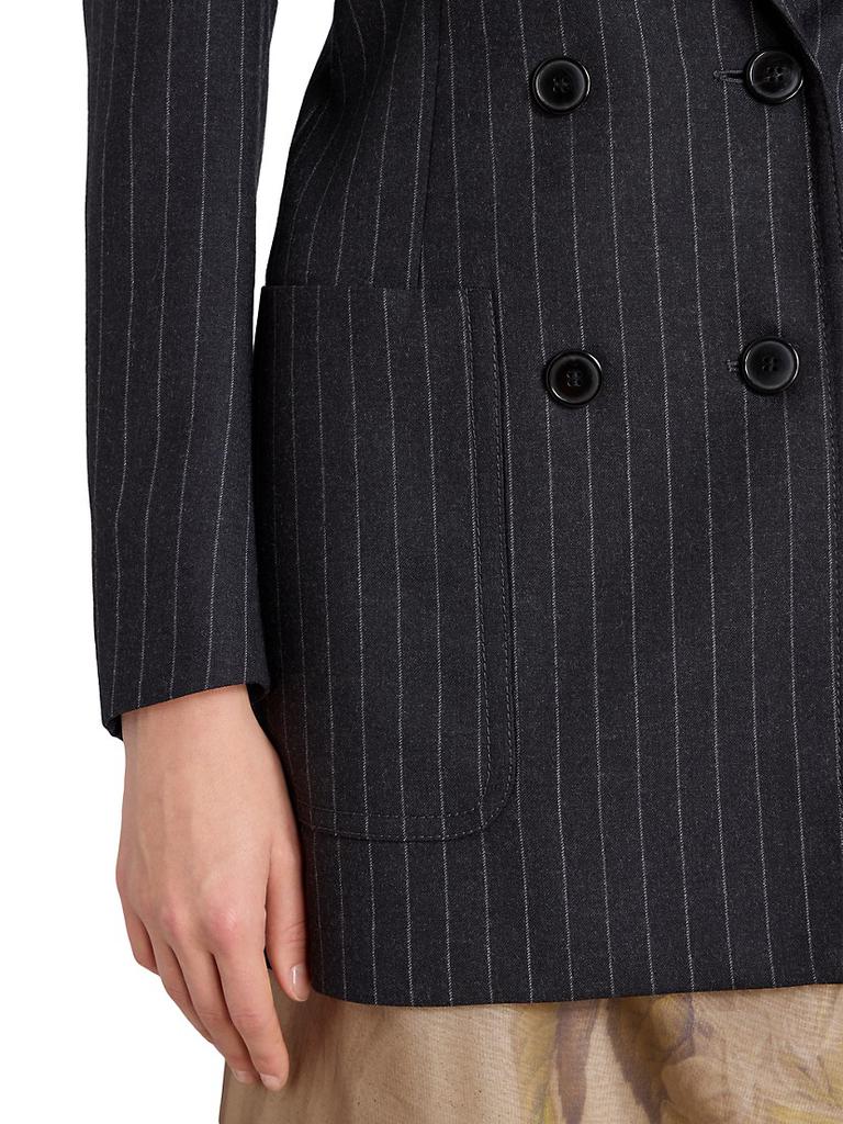 Bylee Double-Breasted Pin-Stripe Wool-Blend Blazer商品第7张图片规格展示