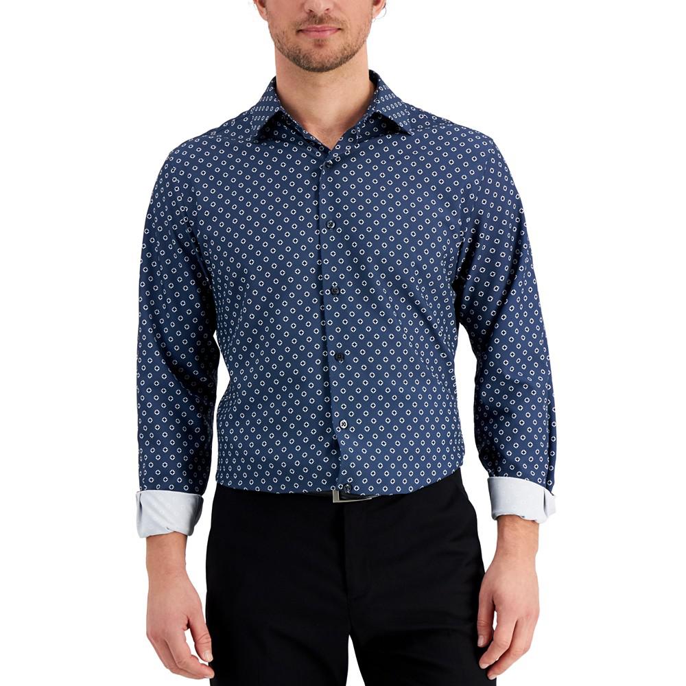 Men's Slim Fit 4-Way Stretch Geo-Print Dress Shirt, Created for Macy's商品第1张图片规格展示