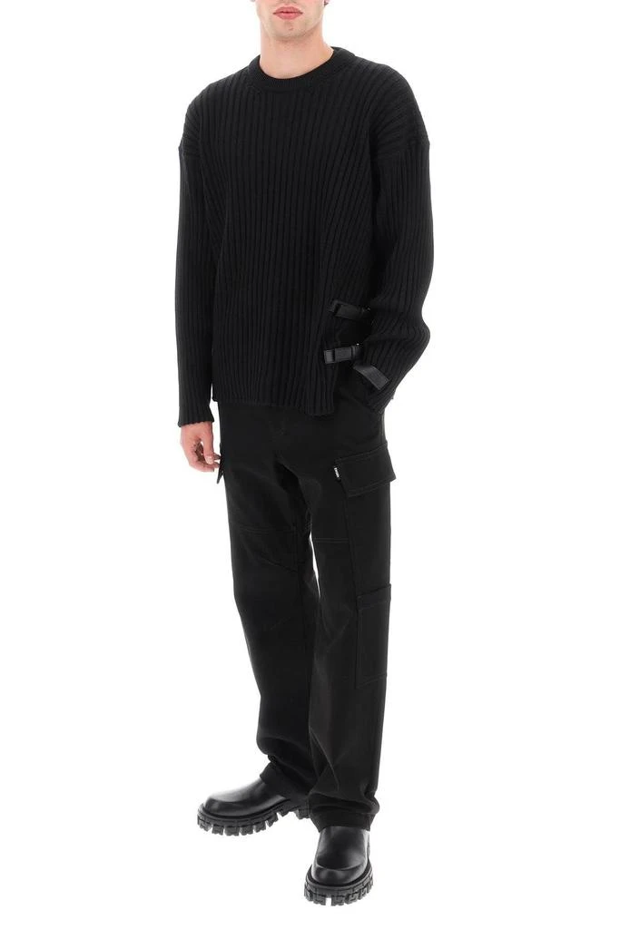 商品Versace|Ribbed-knit sweater with leather straps,价格¥5288,第2张图片详细描述