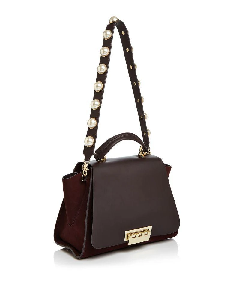 商品Zac Posen|Eartha Iconic Faux-Pearl Strap Leather & Suede Satchel  ,价格¥2776,第4张图片详细描述