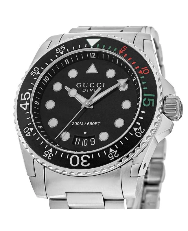 商品Gucci|Gucci Dive XL Black Dial Stainless Steel Men's Watch YA136208A,价格¥7204,第3张图片详细描述