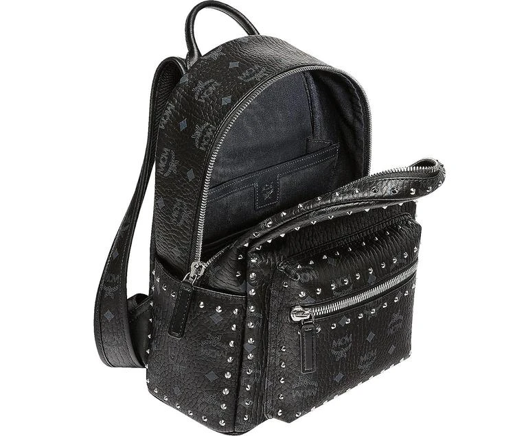 商品MCM|MCM Small Black Studded Outline Visetos Stark Backpack ,价格¥10054,第4张图片详细描述