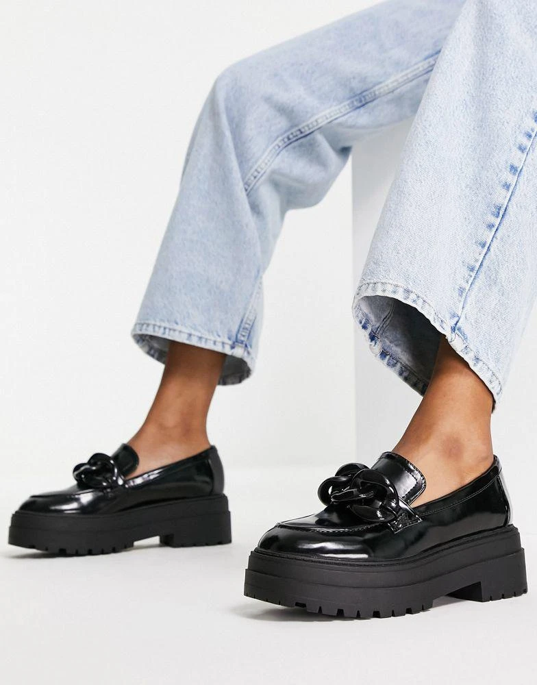 商品ASOS|ASOS DESIGN Marlow oversized chain chunky loafers in black,价格¥339,第1张图片