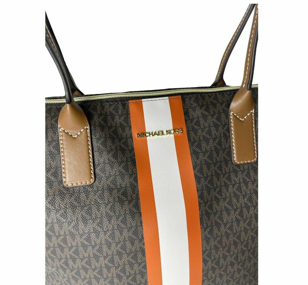 商品Michael Kors|Michael Kors Travel Large Leather Stripe Top Zip Tote Handbag Shoulder Bag,价格¥1905,第5张图片详细描述