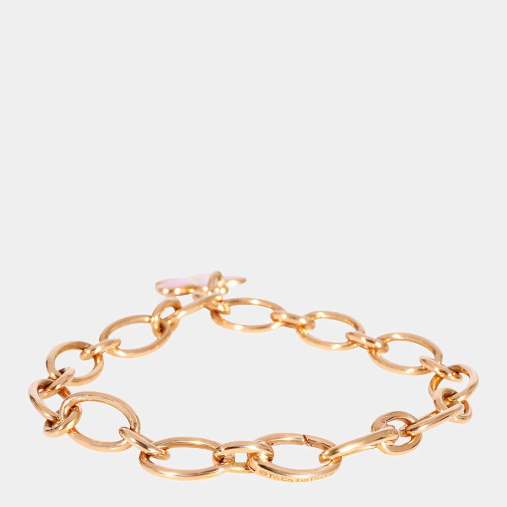 Tiffany & Co. Oval Link Flower Charm Bracelet in 18k Rose Gold, 0.02 Ctw商品第3张图片规格展示