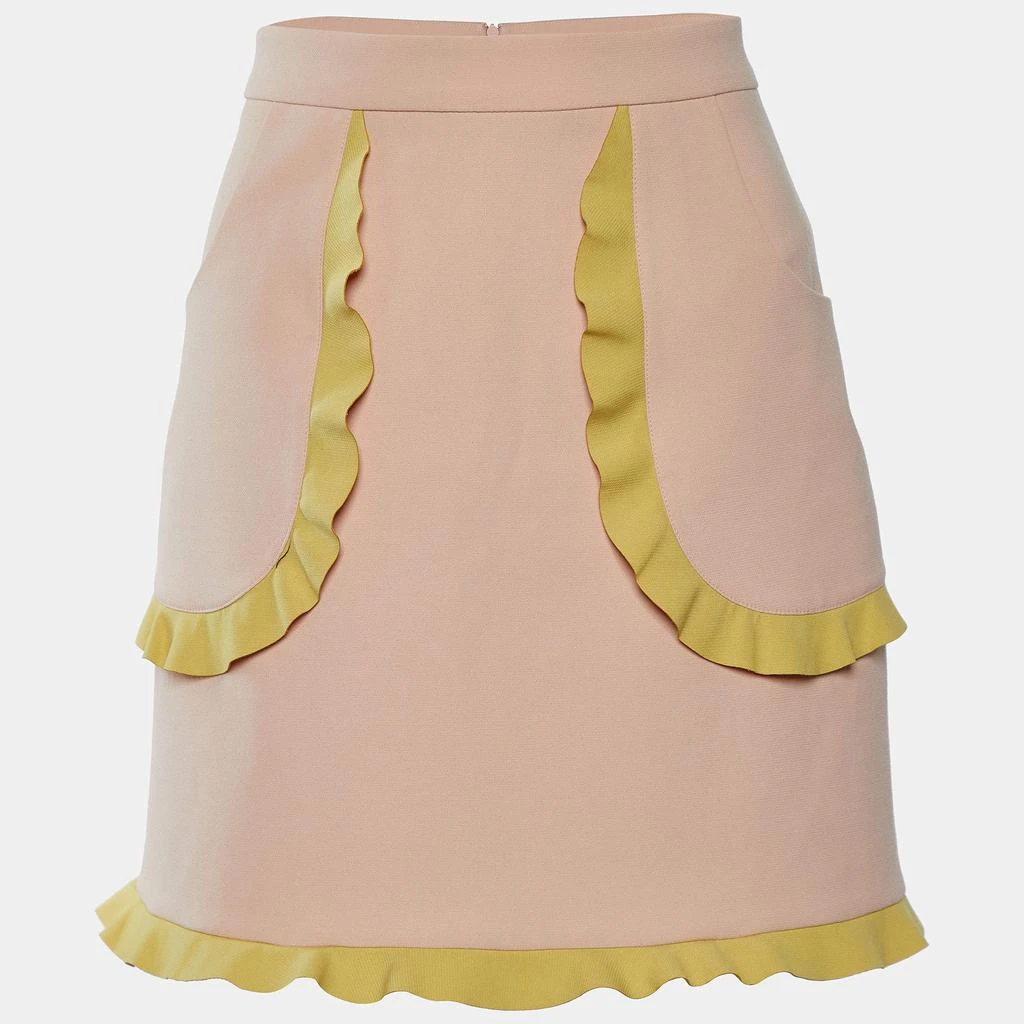 商品[二手商品] RED Valentino|RED Valentino Light Pink Crepe Contrast Ruffle Trim Mini Skirt S,价格¥849,第1张图片