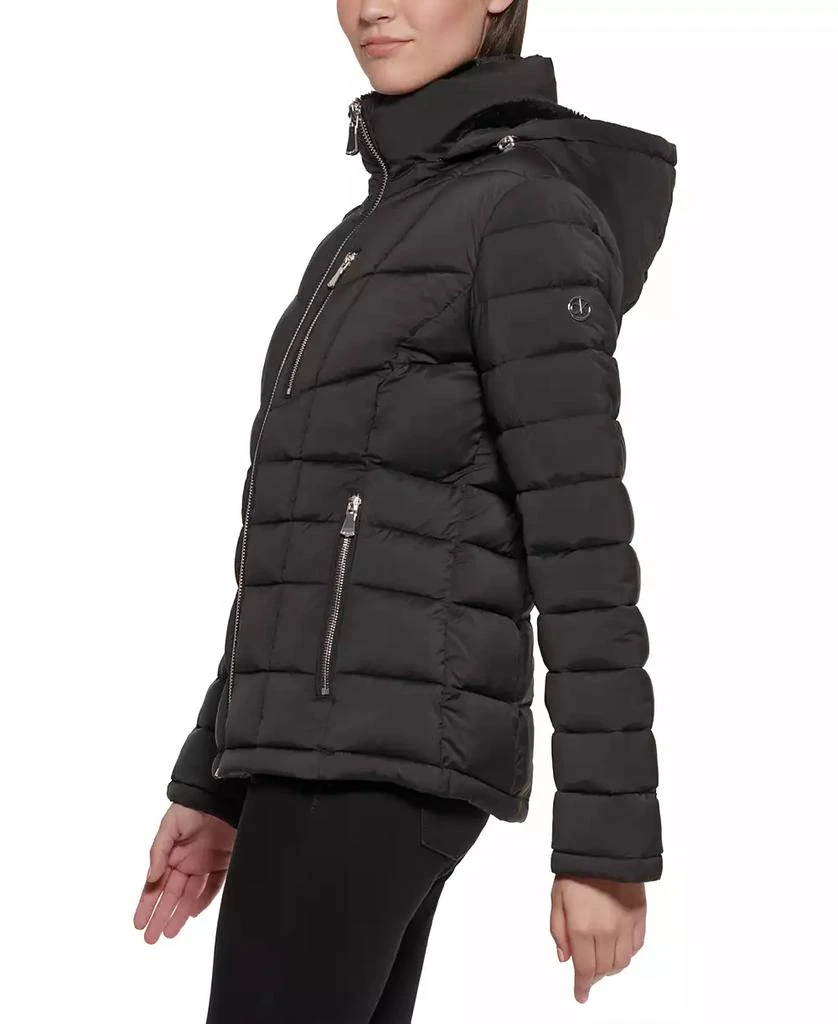 商品Calvin Klein|Women's Faux-Fur-Trim Hooded Puffer Coat, Created for Macy's,价格¥655,第3张图片详细描述