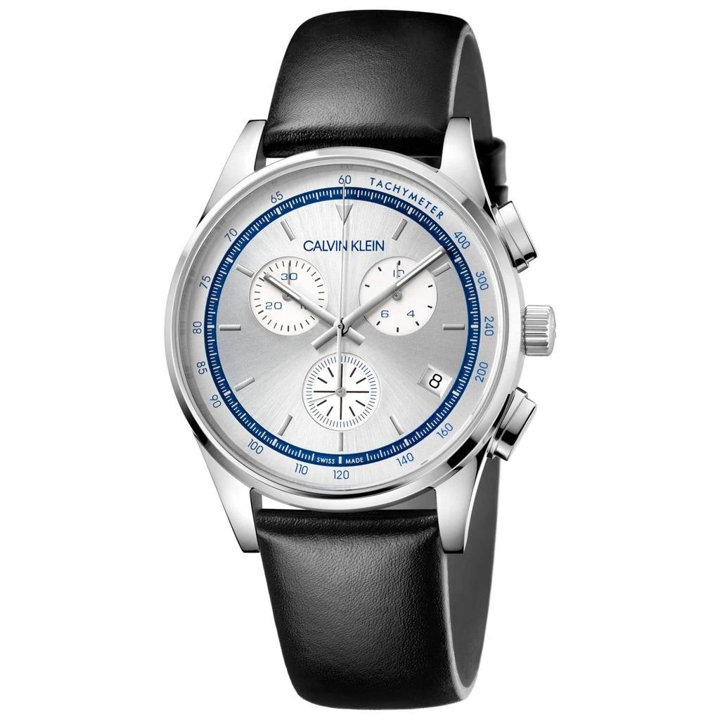 商品Calvin Klein|Calvin Klein Men's KAM271C6 Completion 43mm Silver Dial Leather Watch,价格¥454,第1张图片