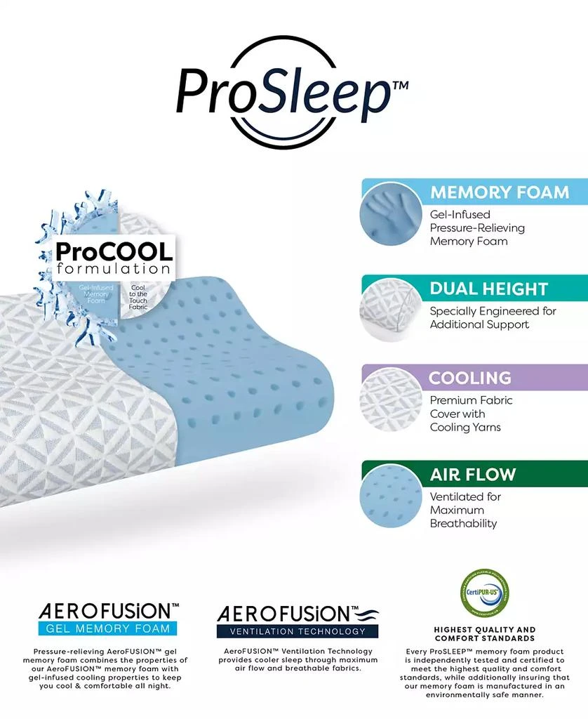 商品ProSleep|Cool Comfort Memory Foam Contour Pillow, Oversized, Created for Macy's,价格¥661,第3张图片详细描述