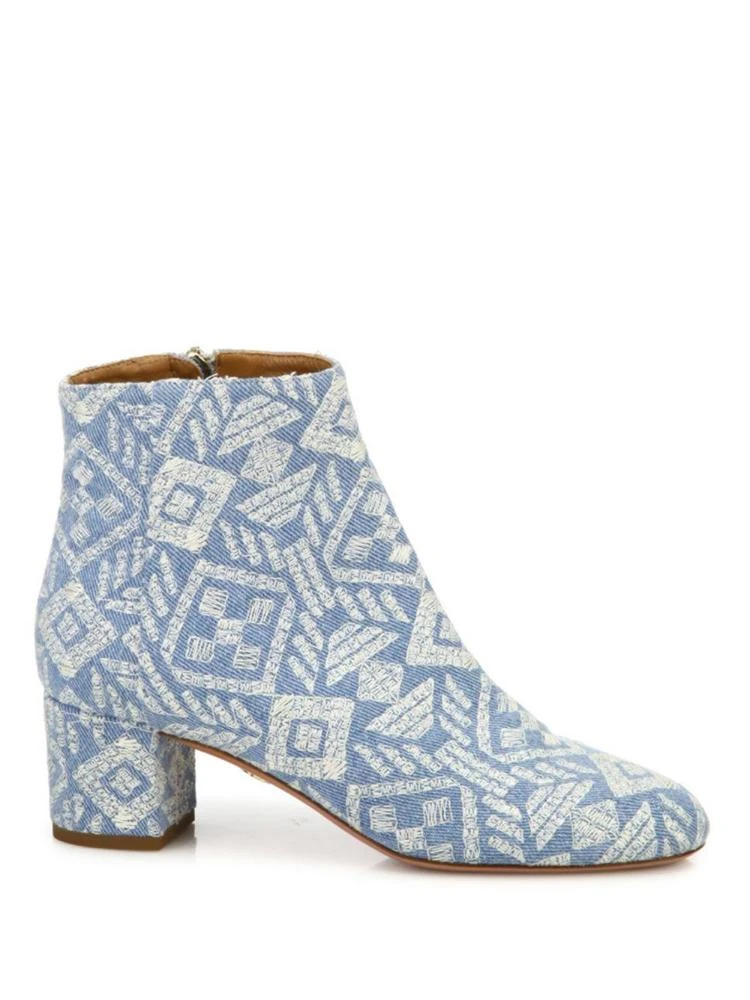 商品Aquazzura|Brooklyn Embroidered Denim Block Heel Booties,价格¥2383,第5张图片详细描述