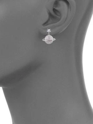 商品Eye Candy LA|Luxe Silvertone & Crystal Planet Saturn Drop Earrings,价格¥248,第2张图片详细描述