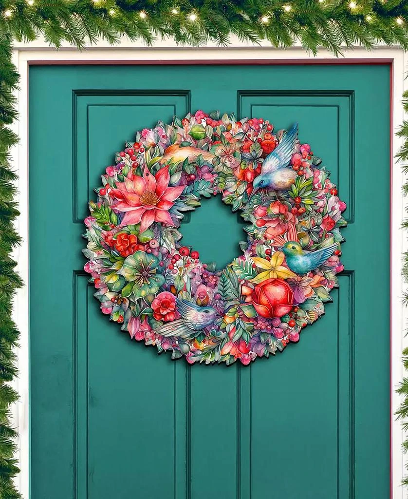 商品Designocracy|Holiday Wooden Door Decor Wall Decor Summer Blooms Wreath G. DeBrekht,价格¥989,第3张图片详细描述