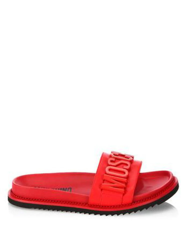 商品Moschino|Logo Slide Leather Sandals,价格¥1481,第5张图片详细描述