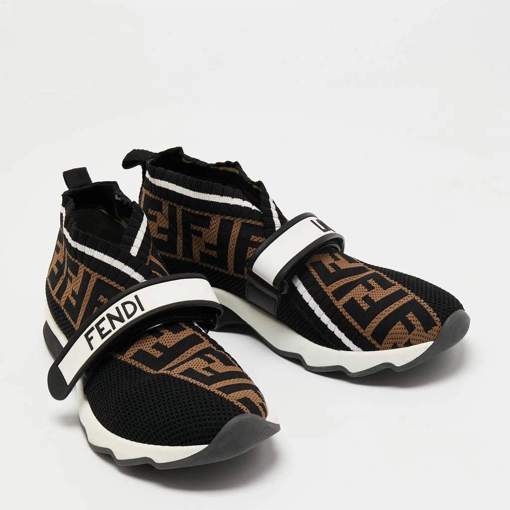 商品[二手商品] Fendi|Fendi Black/Tobacco Zucca Knit Fabric Rockoko Sneakers Size 37,价格¥4425,第4张图片详细描述