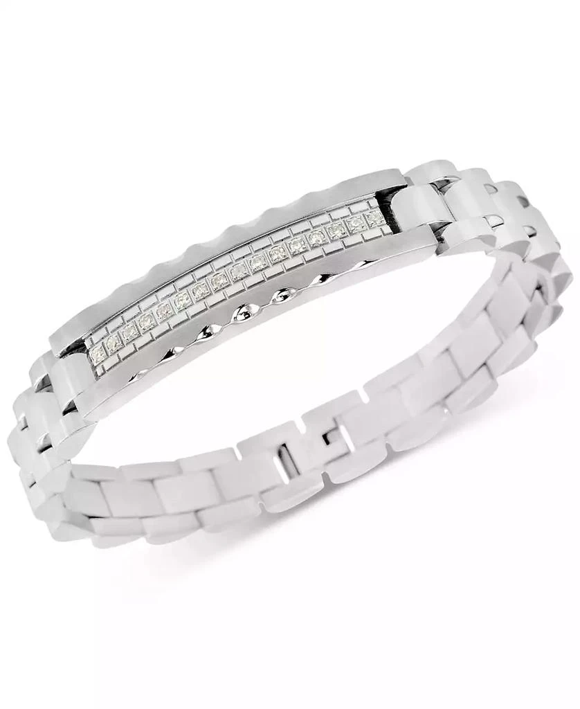 商品Macy's|Men's Diamond (1/5 ct. t.w.) ID Bracelet in Stainless Steel,价格¥973,第1张图片