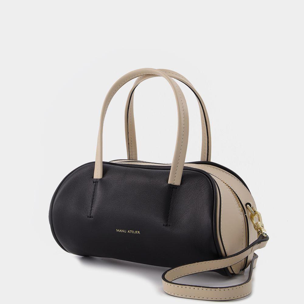商品Manu Atelier|Hourglass Bag in Ivory and Black Leather,价格¥3912,第4张图片详细描述