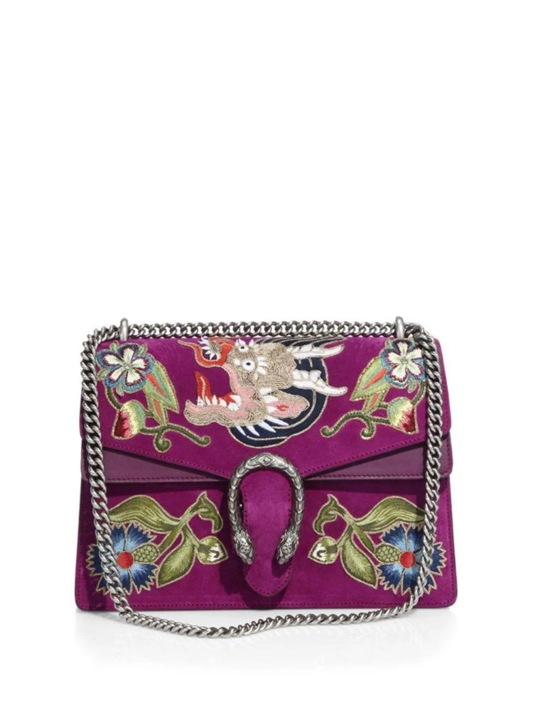 商品Gucci|Dionysus Embroidered Suede Shoulder Bag,价格¥29833,第1张图片