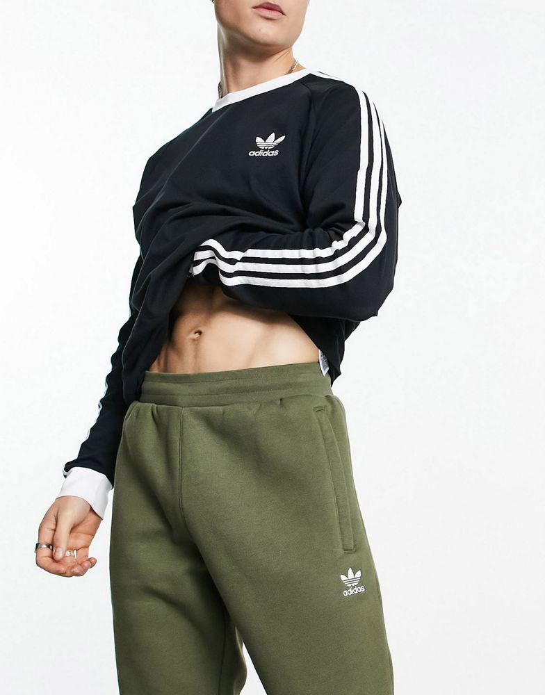 adidas Originals Trefoil Essentials logo joggers in olive商品第3张图片规格展示