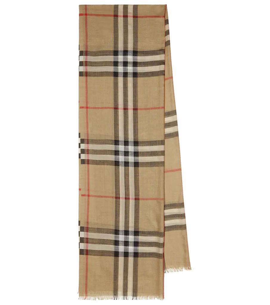 商品Burberry|格纹羊毛和真丝围巾,价格¥3028,第1张图片
