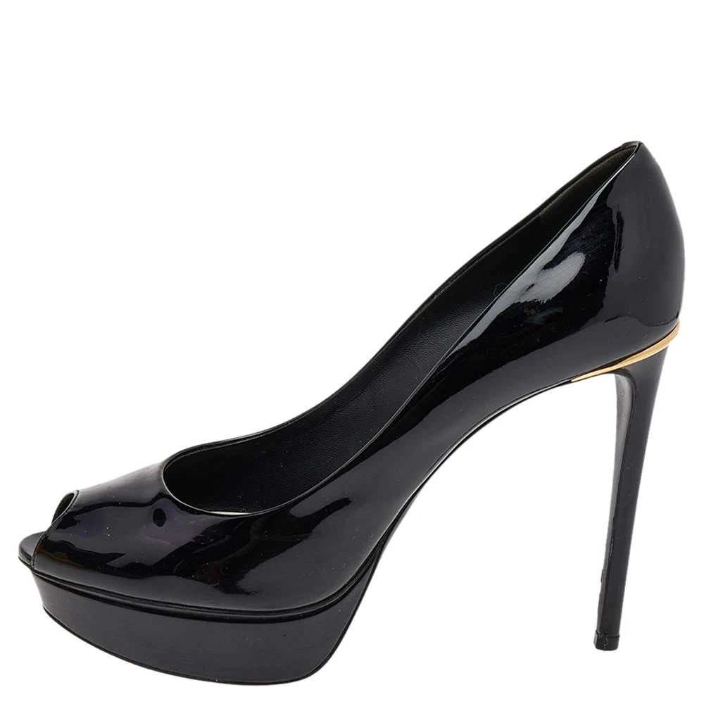 商品[二手商品] Louis Vuitton|Louis Vuitton Black Patent Leather Eyeline Peep Toe Platform Pumps Size 39,价格¥1411,第2张图片详细描述