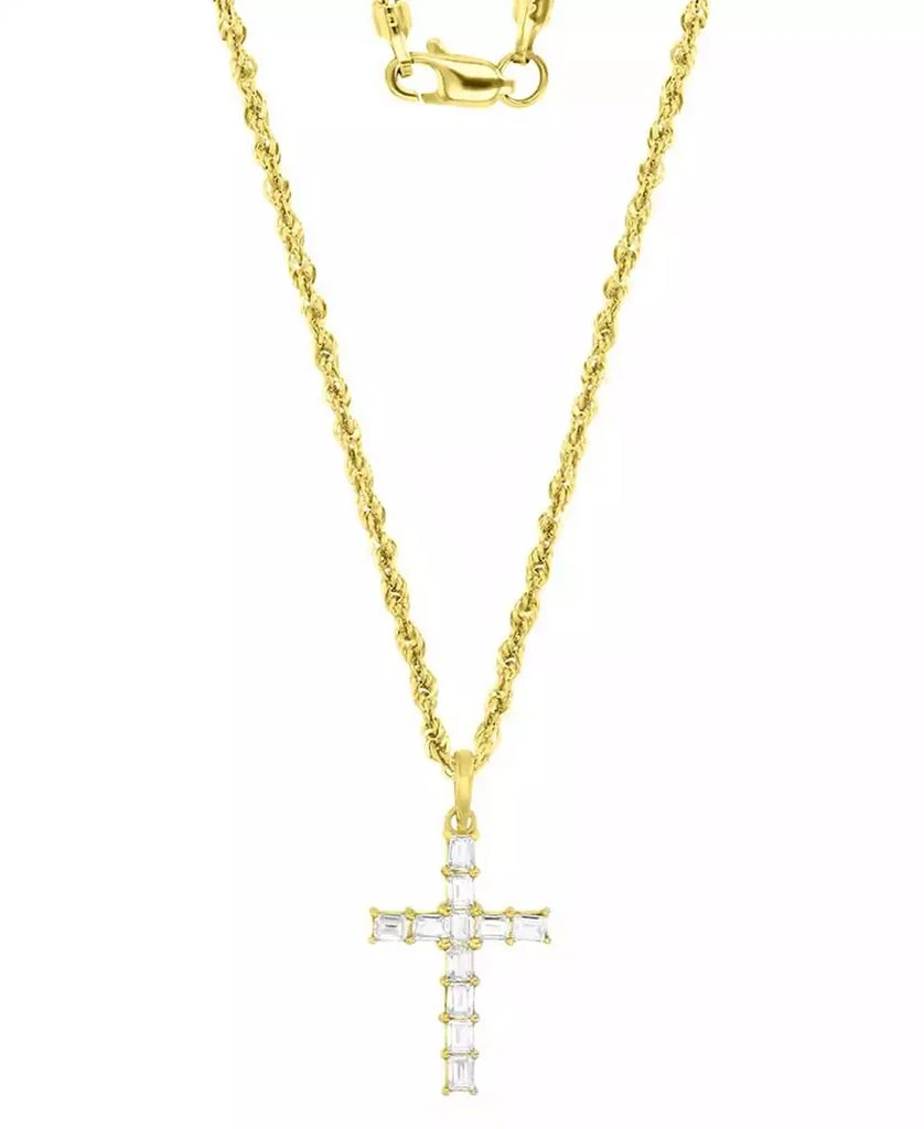 商品Macy's|Cubic Zirconia Baguette Cross 18" Pendant Necklace in 10k Gold,价格¥1445,第3张图片详细描述