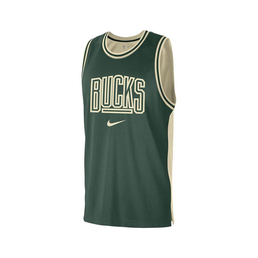 Men's Hunter Green, Cream Milwaukee Bucks Courtside Versus Force Split DNA Performance Mesh Tank Top商品第3张图片规格展示