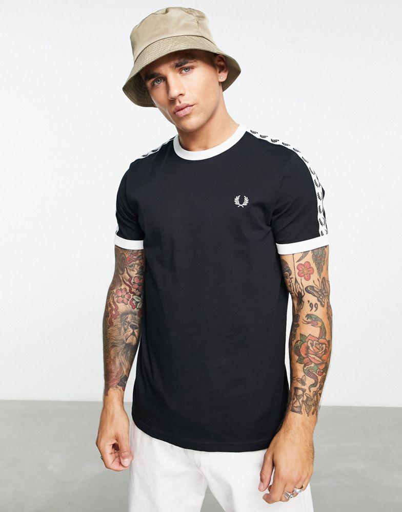 Fred Perry taped ringer t-shirt in black商品第1张图片规格展示