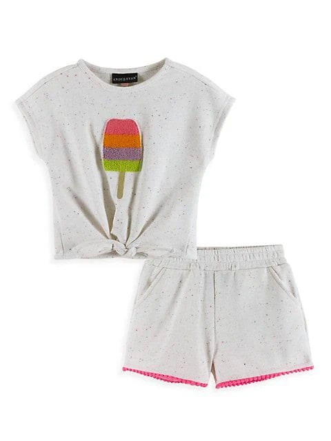 商品Andy & Evan|Little Girl's Tie-Front Top &amp; Short Set,价格¥210,第1张图片