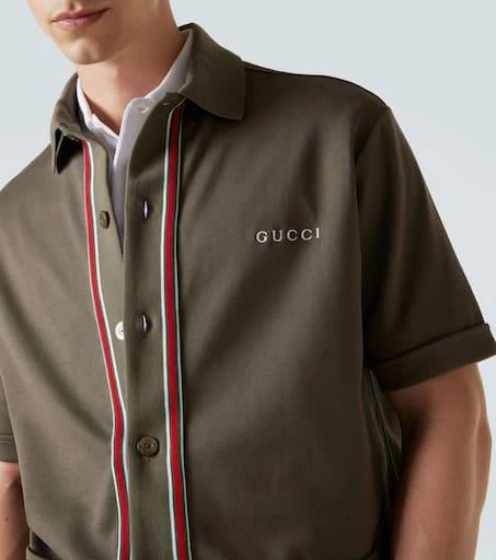 商品Gucci|Logo Web Stripe cotton piqué polo shirt,价格¥9504,第5张图片详细描述
