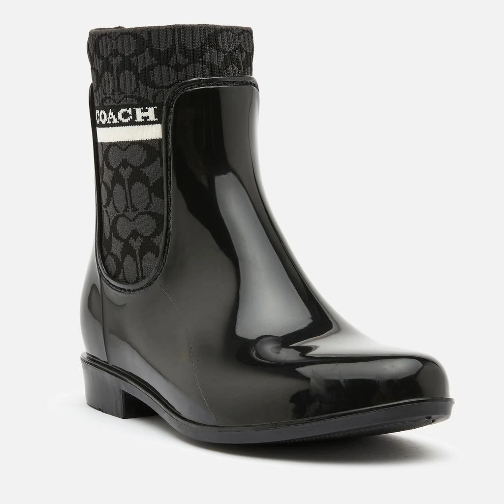 商品Coach|Women's Rivington Signature Knit Rain Boots - Black,价格¥522,第2张图片详细描述