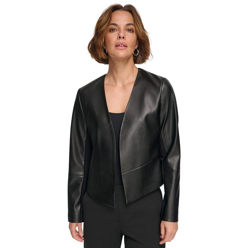 商品DKNY|Women's Open-Front Faux-Leather Jacket,价格¥312,第1张图片