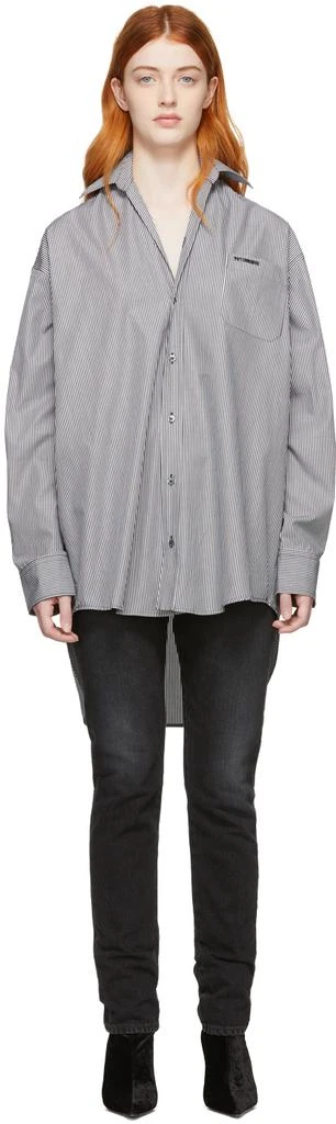 商品Vetements|White & Grey Stripe Small Collar Shirt,价格¥2428,第1张图片