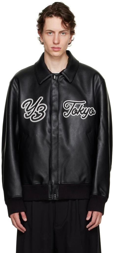 商品Y-3|Black Collared Faux-Leather Bomber Jacket,价格¥3771,第1张图片