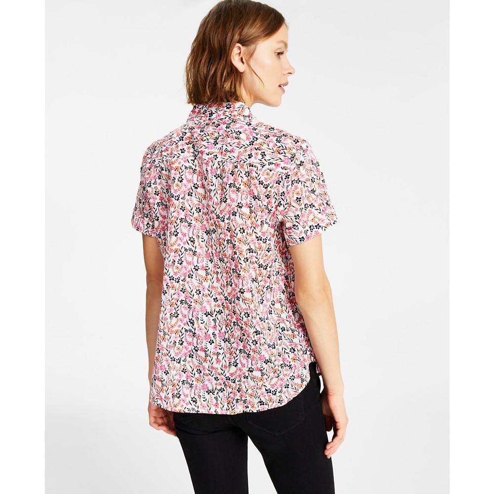 Women's Cotton Floral-Print Camp Shirt商品第2张图片规格展示