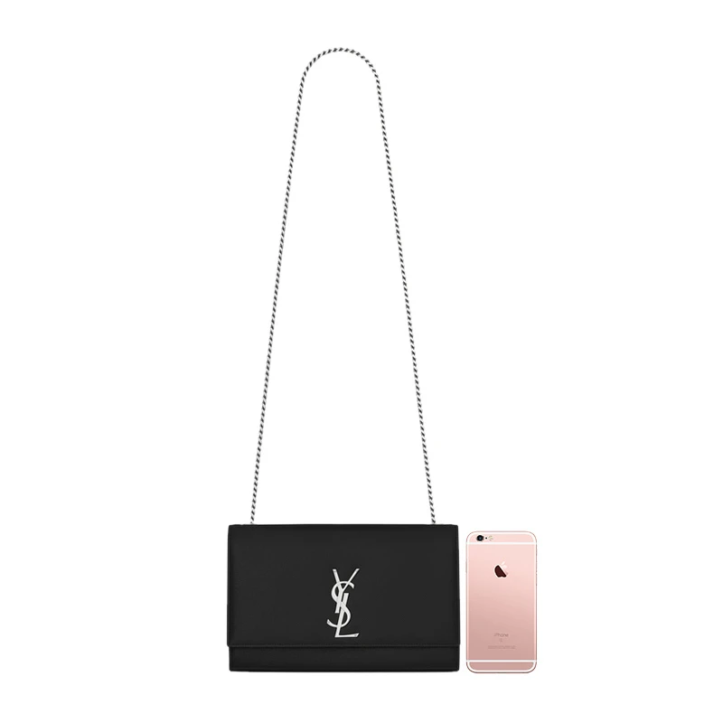 YSL 圣罗兰 女士经典中号黑色粒纹牛皮金属logo单肩斜挎包 364021-BOW0N-1000 商品