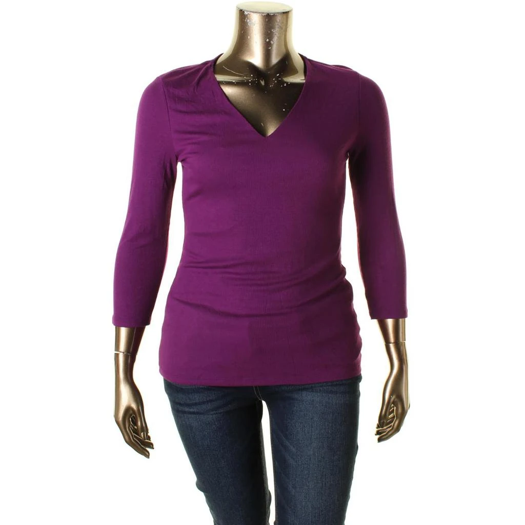商品INC International|INC Womens V-Neck Ribbed Pullover Top,价格¥70,第2张图片详细描述