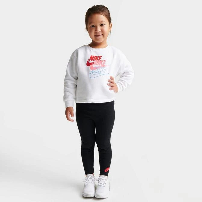商品NIKE|Girls' Toddler Nike Glow Time Crewneck Sweatshirt and Leggings Set,价格¥338,第1张图片
