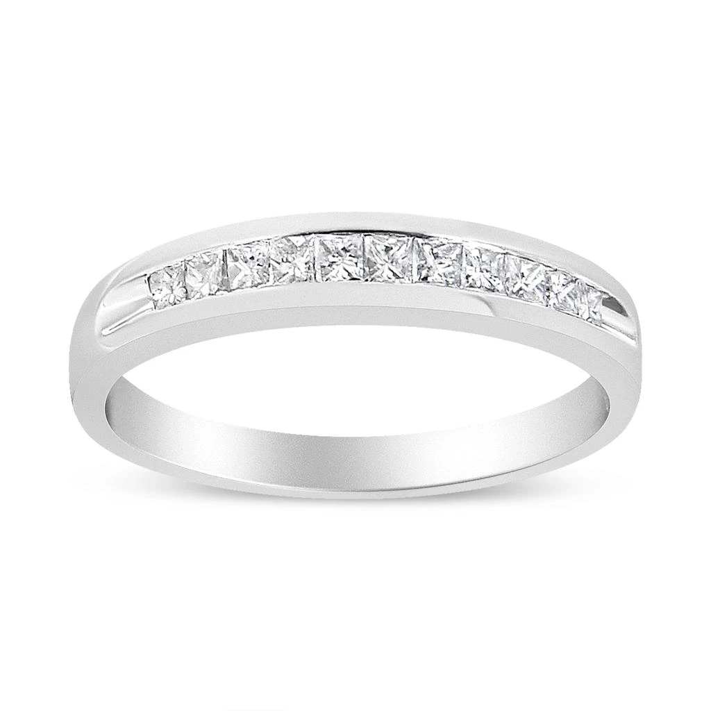 商品Haus of Brilliance|18K White Gold 1/4 Cttw Channel Set Princess-cut Diamond Classic 11 Stone Band Ring,价格¥6957,第1张图片